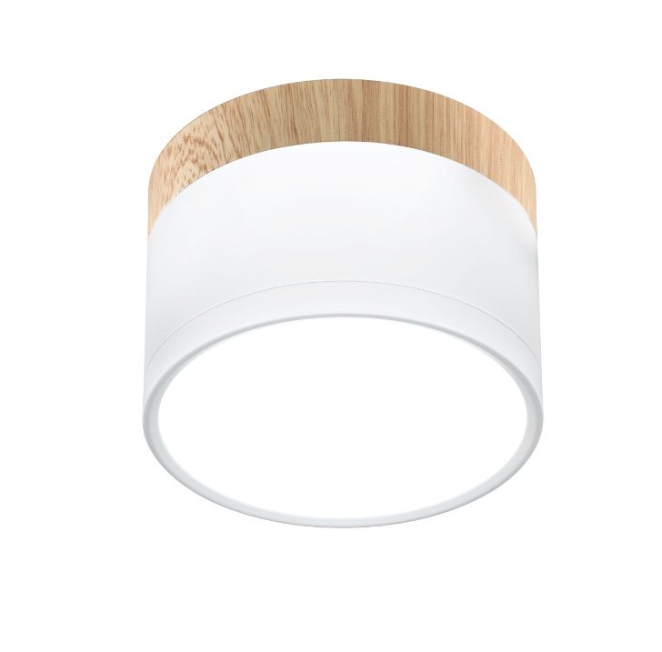 Szeroka aluminiowa tuba sufitowa Spike LED w kolorze imitującym drewno