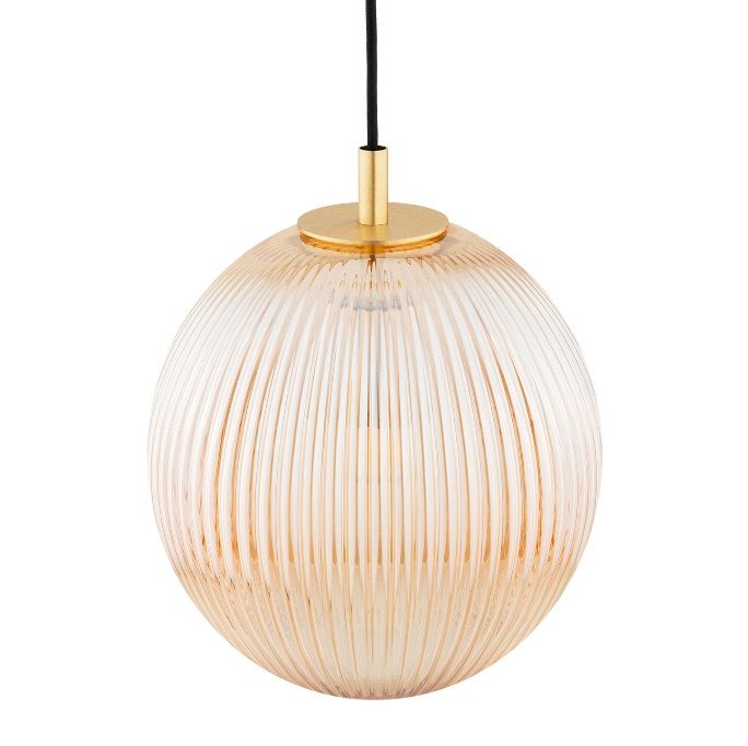 Szklana wisząca lampa Paloma w miodowym odcieniu i złotym kształcie kuli