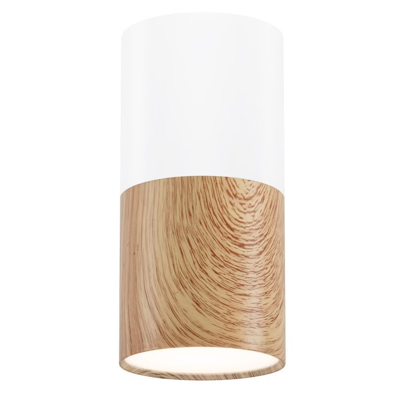 Wąska sufitowa lampa drewniana Spike w białym wykończeniu