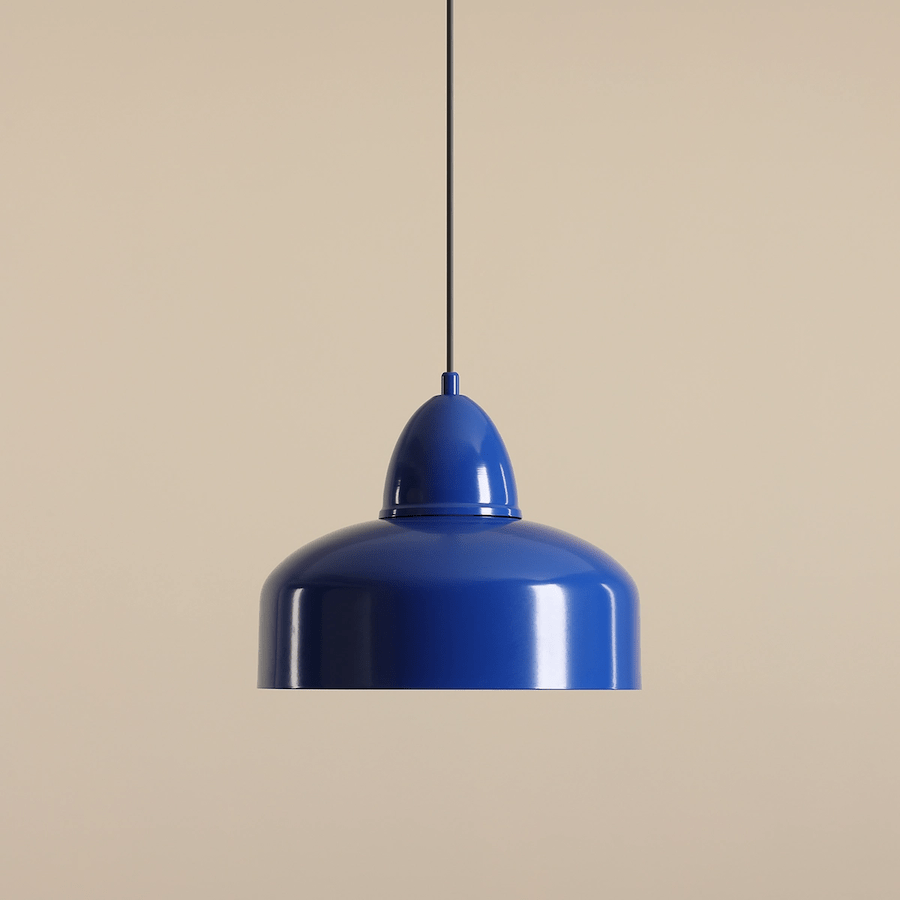 Wisząca lampa Como Cobalt z niebieskim kloszem w retro stylu