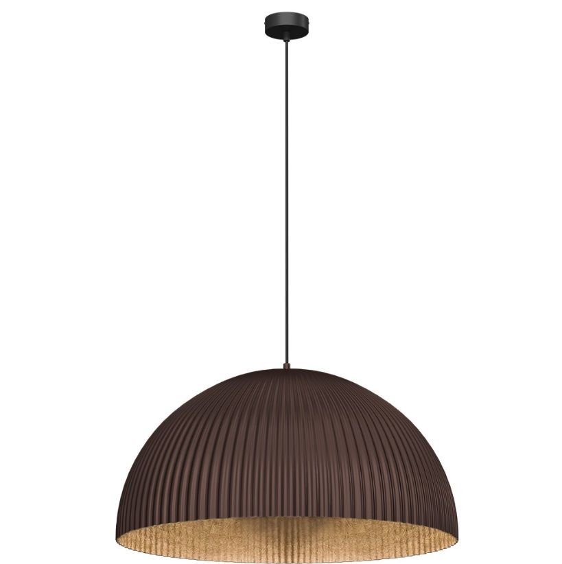 Wisząca lampa Gandra w czekoladowym odcieniu z ryflowanego laminatu