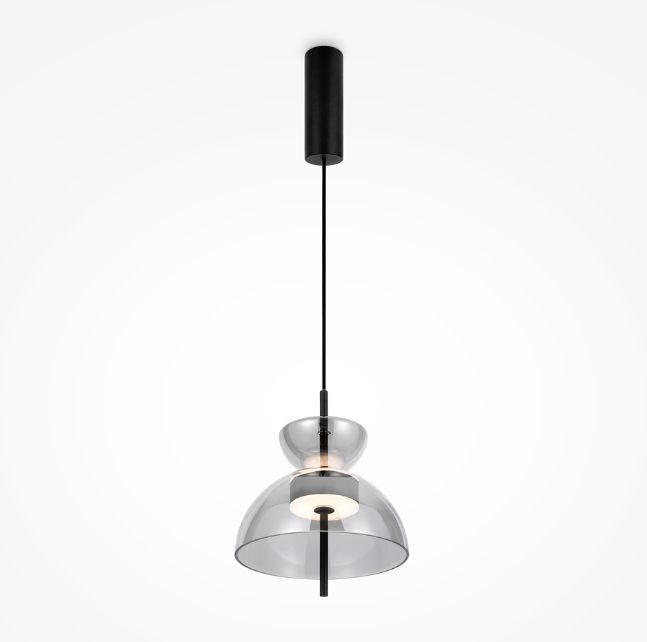 Wisząca lampa LED Bangkok z transparentnym, szarym kloszem