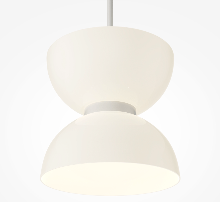 Wisząca lampa LED w białym kolorze, inspirowana stylem wabi sabi Kyoto