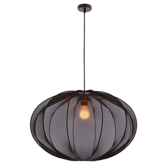 Wisząca lampa Mellow 60 w czarnym kolorze z abażurem z siatki
