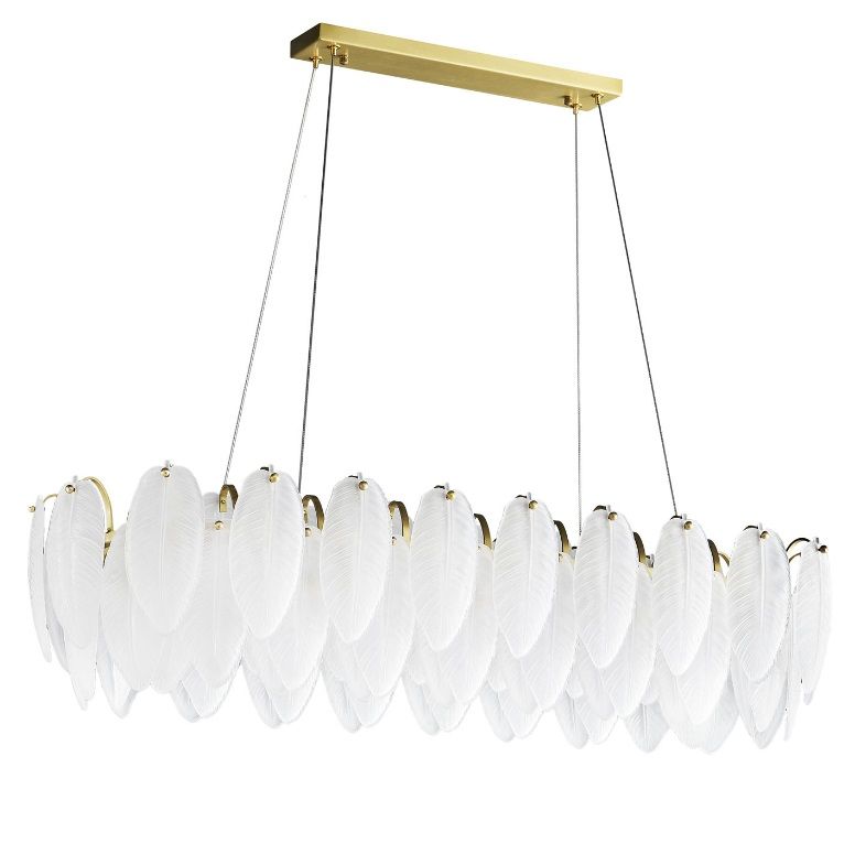 Wisząca lampa Piuma Long z szklanymi kryształami w formie piór