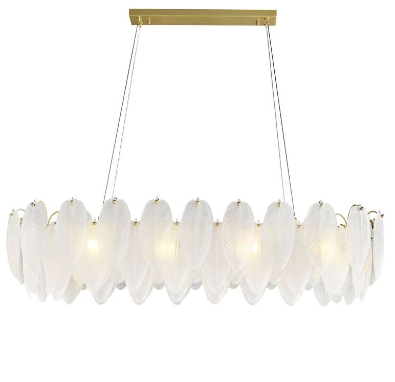 Wisząca lampa Piuma Long z szklanymi kryształami w formie piór