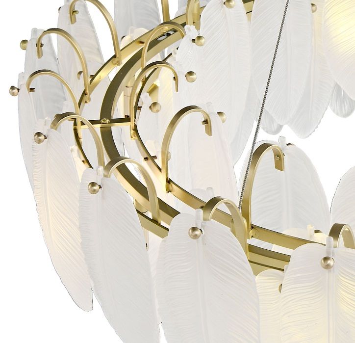 Wisząca lampa Piuma Long z szklanymi kryształami w formie piór