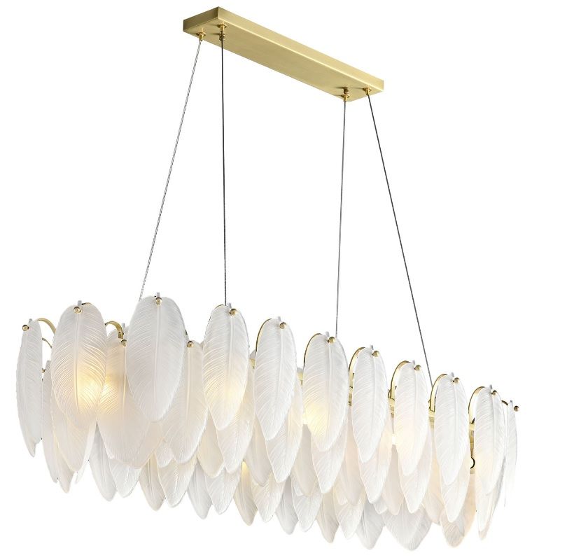 Wisząca lampa Piuma Long z szklanymi kryształami w formie piór