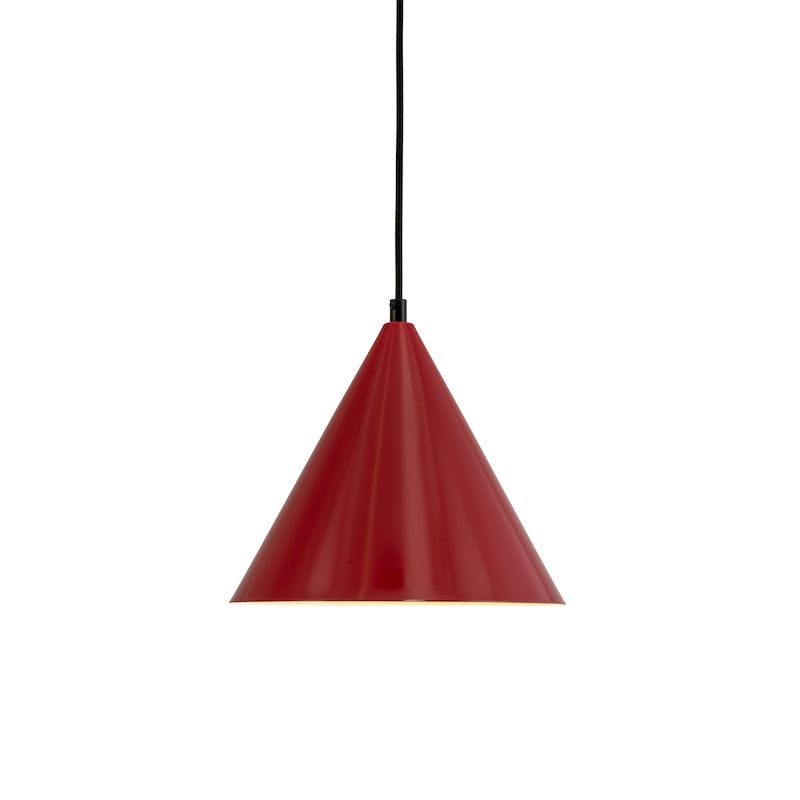 Wisząca lampa Ron w kształcie stożka w czerwonym kolorze