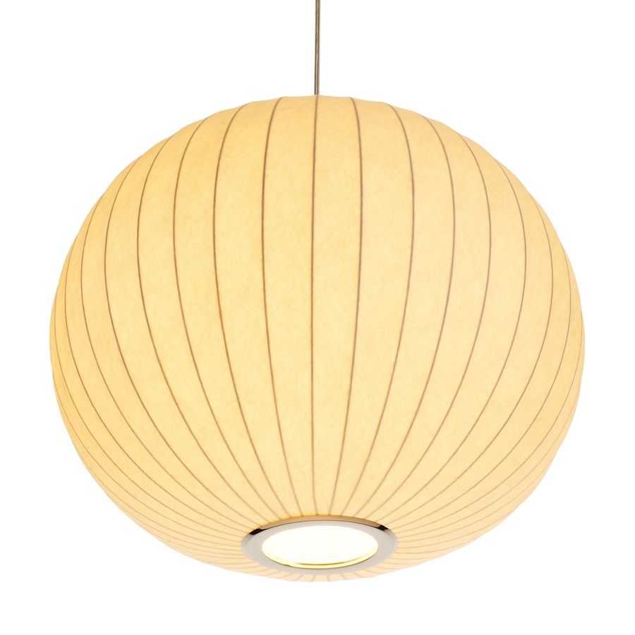 Wisząca lampa Silk 50 o okrągłym kształcie z białej tkaniny