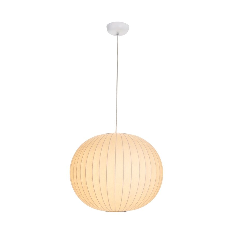 Wisząca lampa Silk 50 o okrągłym kształcie z białej tkaniny