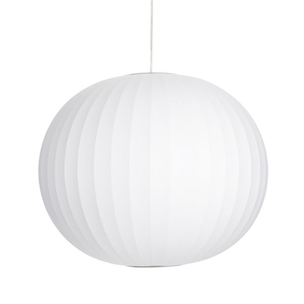 Wisząca lampa Silk 50 o okrągłym kształcie z białej tkaniny
