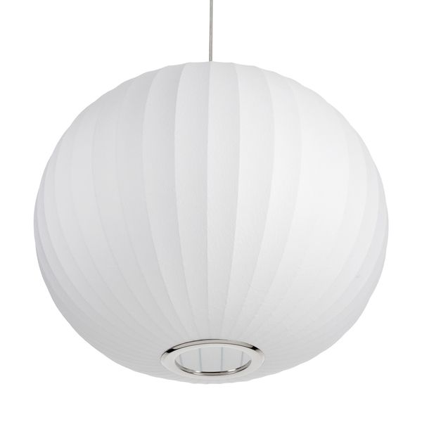 Wisząca lampa Silk 50 o okrągłym kształcie z białej tkaniny