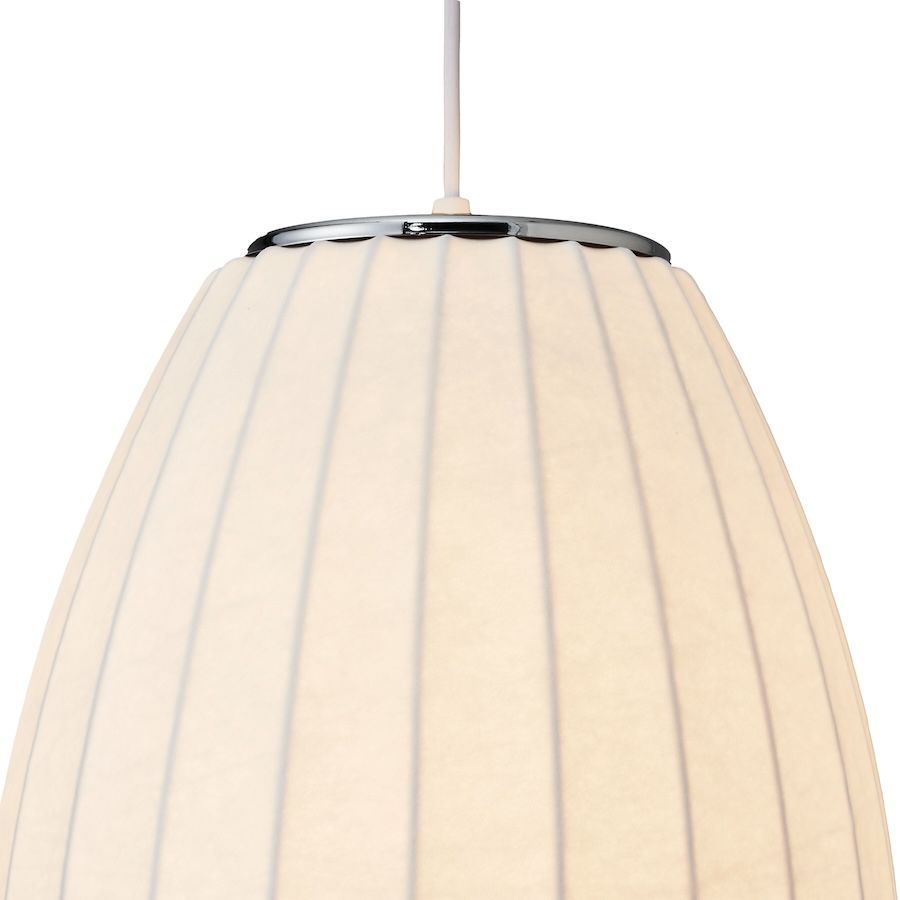 Wisząca lampa Silk Barrel 60 z tkaninowym kloszem w kształcie beczki