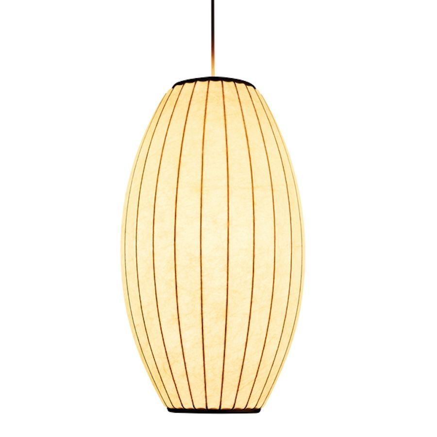 Wisząca lampa Silk Barrel 60 z tkaninowym kloszem w kształcie beczki