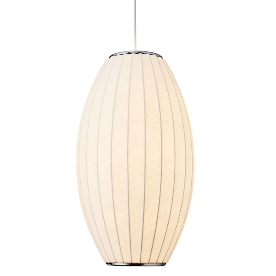 Wisząca lampa Silk Barrel 60 z tkaninowym kloszem w kształcie beczki