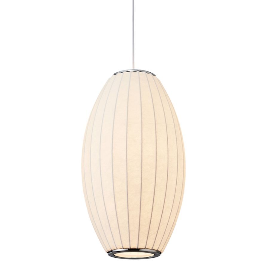 Wisząca lampa Silk Barrel 60 z tkaninowym kloszem w kształcie beczki
