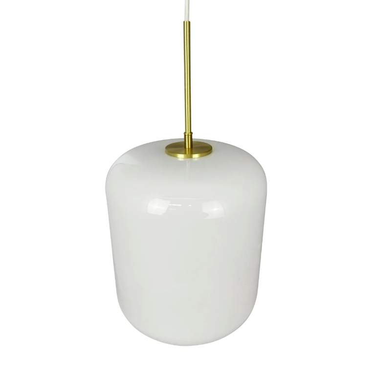 Wisząca lampa Silvia ze szkła z eleganckimi mosiężnymi akcentami