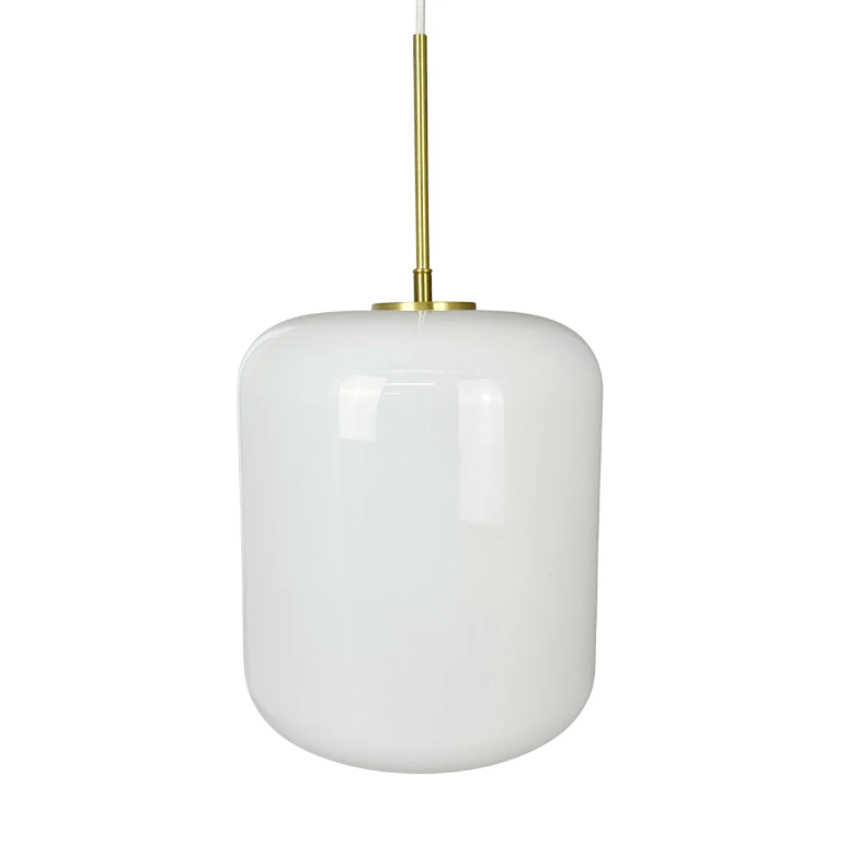 Wisząca lampa Silvia ze szkła z eleganckimi mosiężnymi akcentami