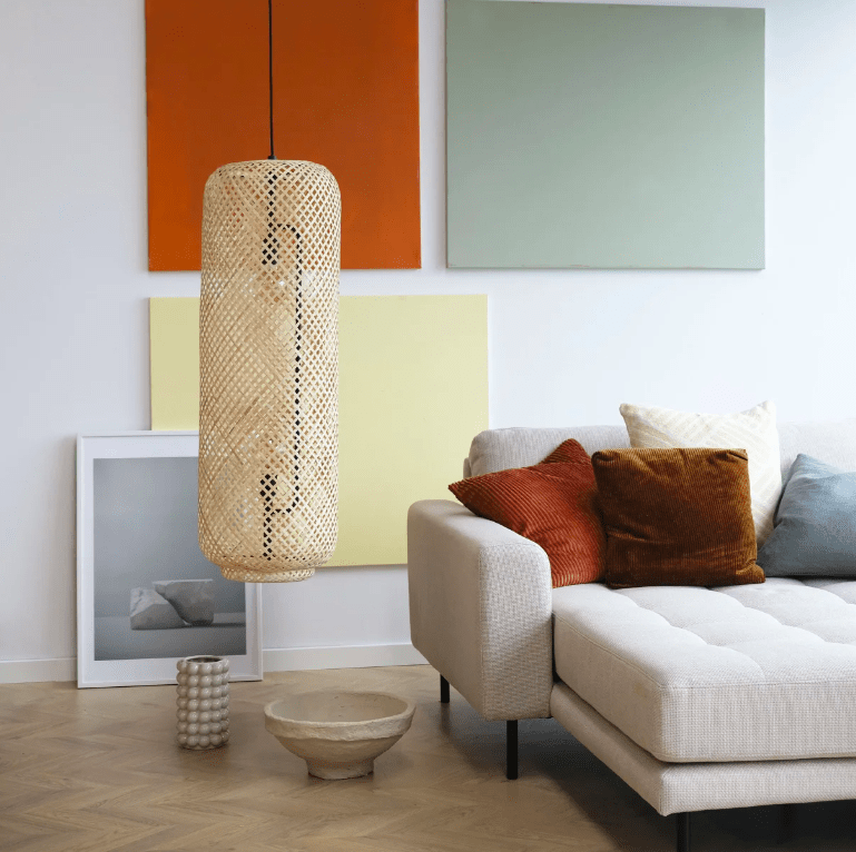 Wysoka bambusowa lampa Boom w stylu boho o wysokości 95 cm