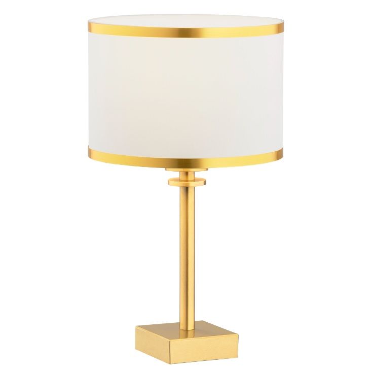 Złota lampka stołowa Abbano w stylu glamour do eleganckiego salonu