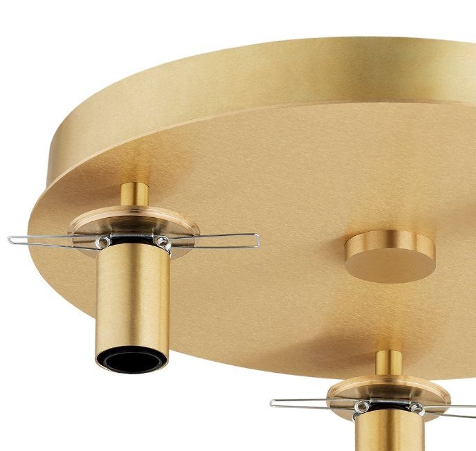 Złoty sufitowy żyrandol Paloma z trzema szklanymi, dymionymi kulami w stylu glamour