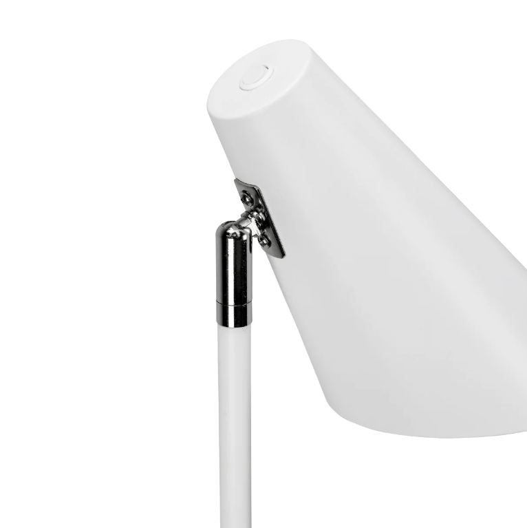 Elegancka biała lampa stojąca Cale z srebrnym akcentem