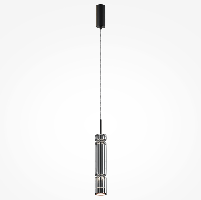 Smukła wisząca lampa Ordo LED z czarnego szkła