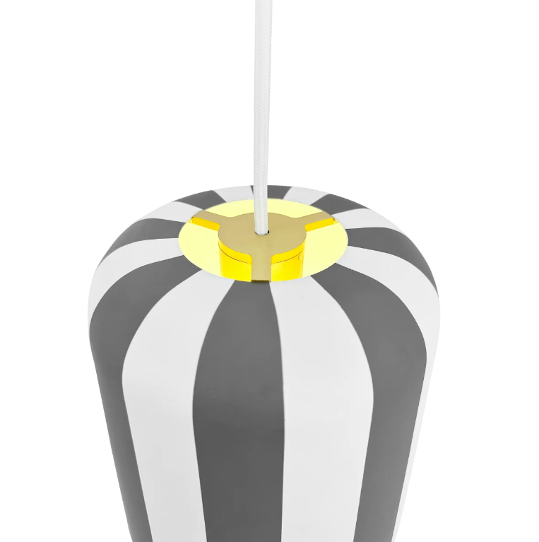 Nowoczesna wisząca lampa Gry Fager w szaro-białe paski