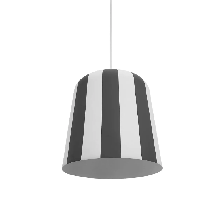 Nowoczesna wisząca lampa Gry Fager w szaro-białe paski
