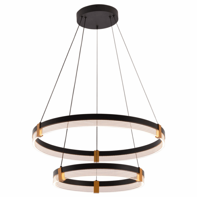Nowoczesny żyrandol Plum 2 z dwiema czarnymi obręczami LED o mocy 24W i 32W z funkcją CCT