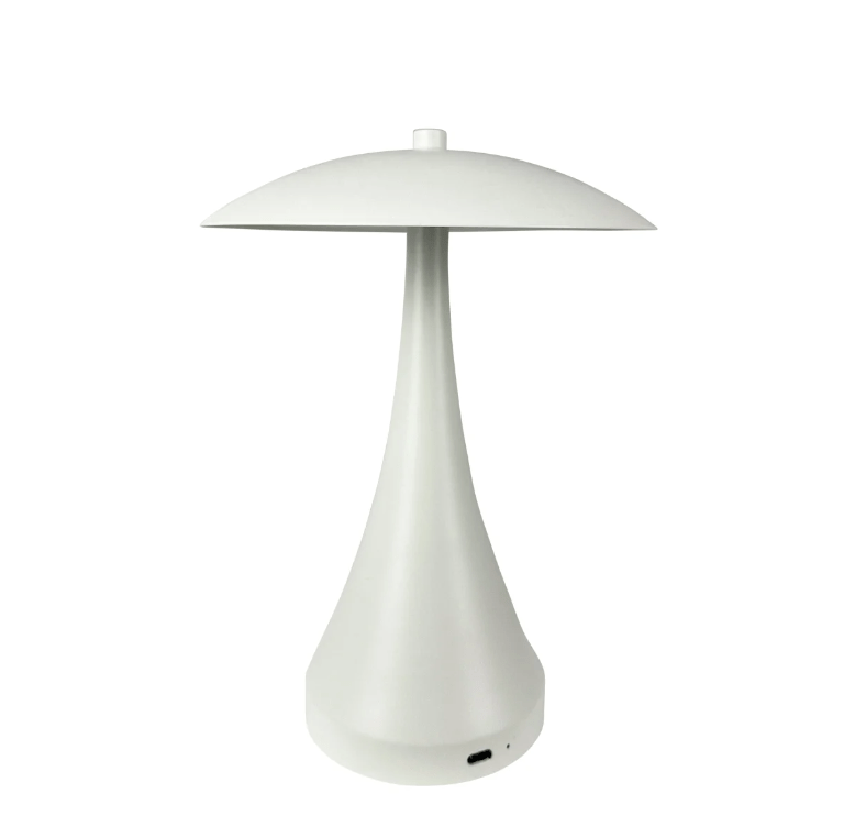 Przenośna lampka stołowa Vienna LED w kremowym kolorze, zasilana akumulatorem i ładowana przez USB