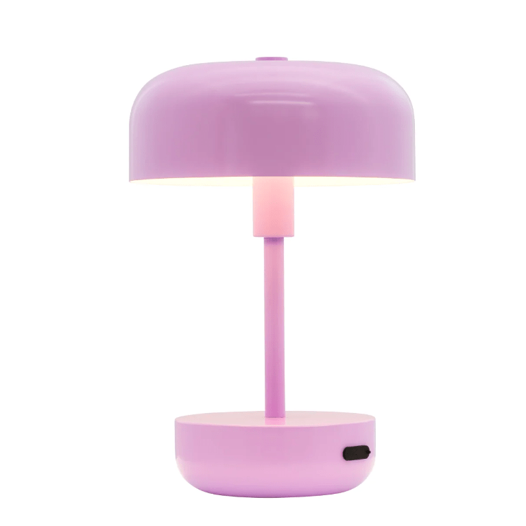 Purpurowa LED-owa lampa stołowa Haipot z ładowaniem USB i klasą szczelności IP44
