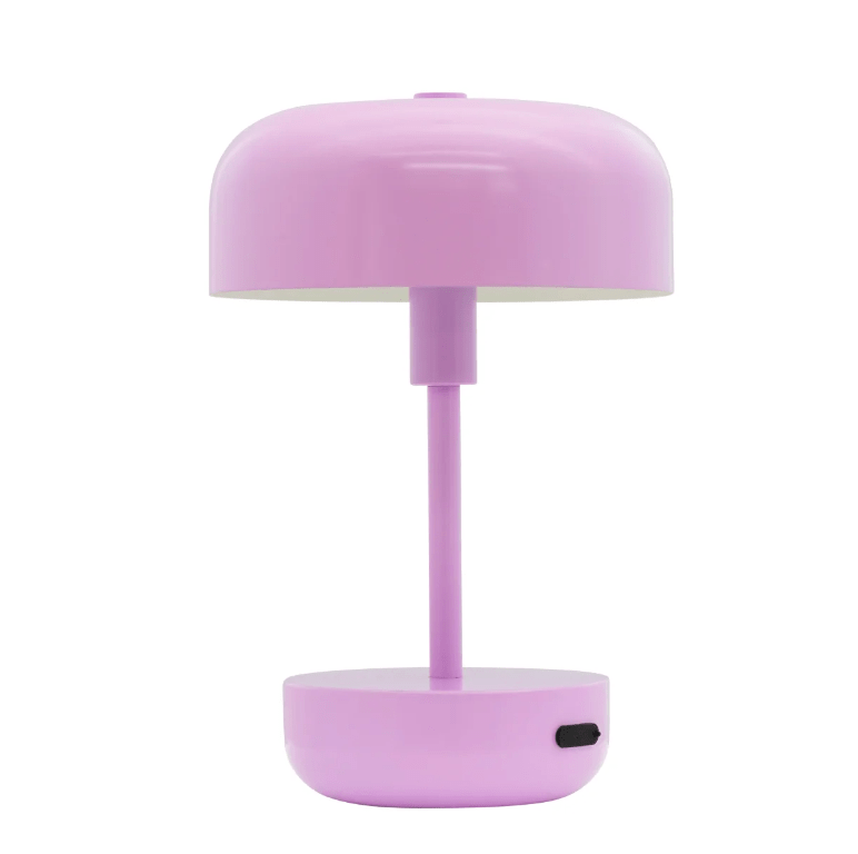 Purpurowa LED-owa lampa stołowa Haipot z ładowaniem USB i klasą szczelności IP44