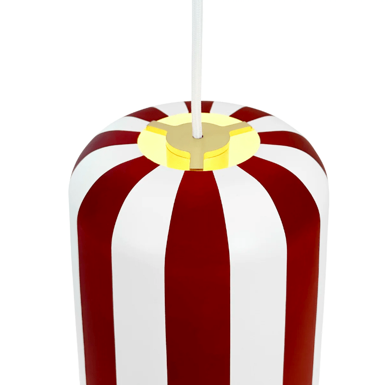 Skandynawska lampa wisząca Gry Fager w odcieniach bordo i bieli