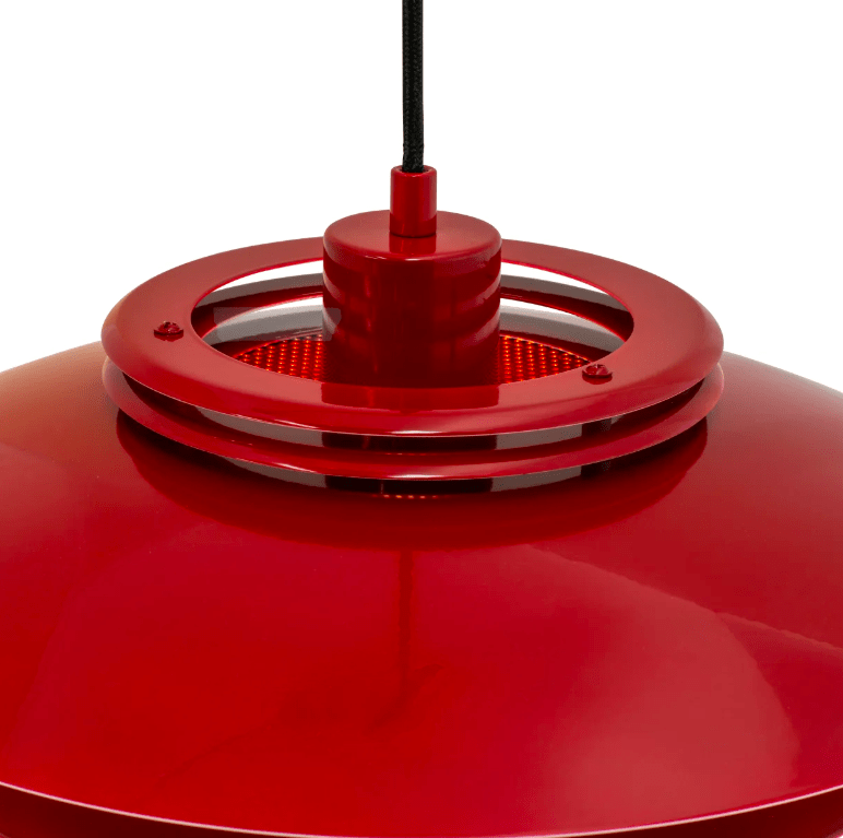 Wisząca lampa Ejka w kolorze wiśniowym o średnicy 38 cm w stylu retro