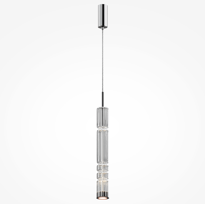 Wisząca lampa LED Ordo w stylu glamour ze szklaną tubą, idealna do salonu i sypialni