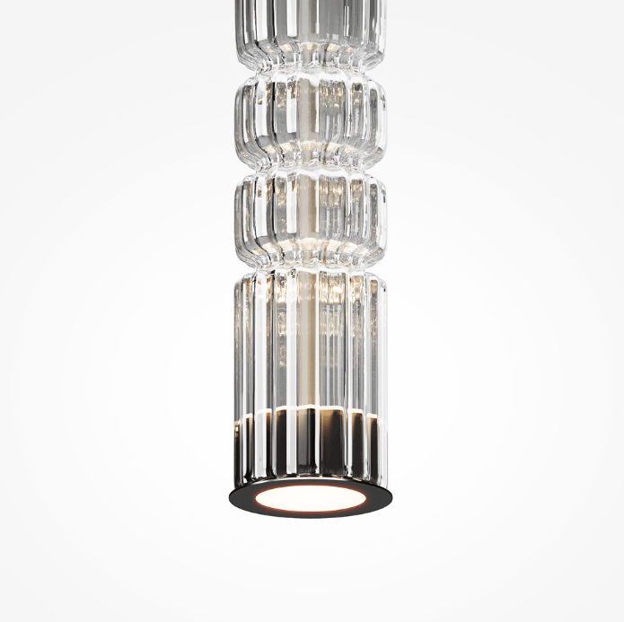 Wisząca lampa LED Ordo w stylu glamour ze szklaną tubą, idealna do salonu i sypialni