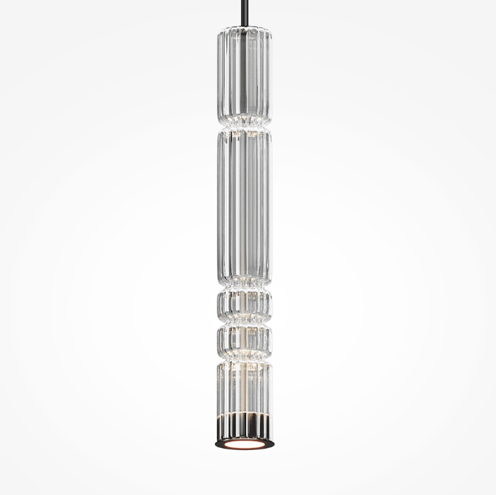 Wisząca lampa LED Ordo w stylu glamour ze szklaną tubą, idealna do salonu i sypialni