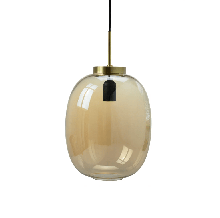 Złocista lampa wisząca Café DL39 od Dyberg Larsen, idealna nad stół