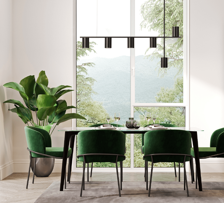 4-punktowa lampa wisząca Kinetis - czarne tuby