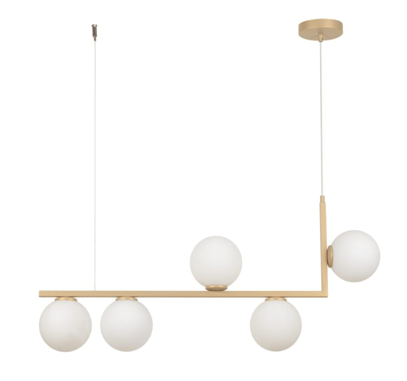 5-punktowa lampa wisząca Solvra 5 - białe kule
