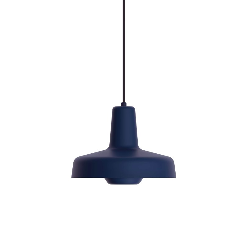 Wisząca lampa Arigato II w kolorze atramentowym, idealna nad wyspę.