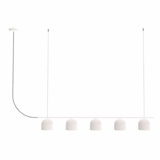 Wisząca lampa Rio 5 - Robin w podłużnym kształcie i białym kolorze, idealna nad stół