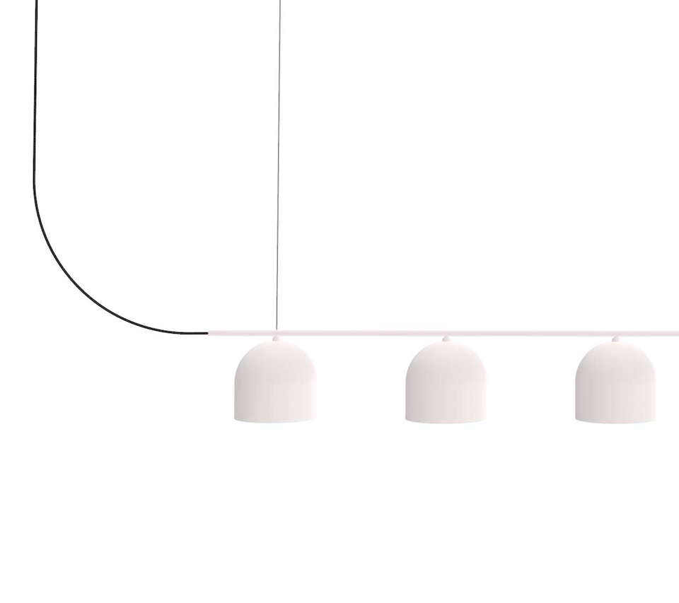 Biała, podłużna lampa wisząca Rio 5 marki Robin, idealna nad stół