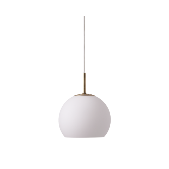 Wisząca lampa Ball Glass 18 z białego szkła w kształcie opalowej kuli