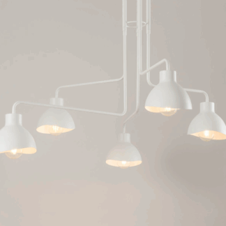 Duży biały żyrandol Etherea z 5 regulowanymi ramionami