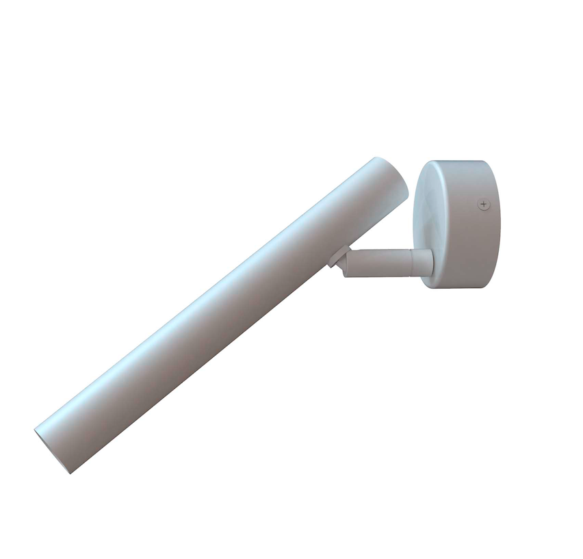 Biały kinkiet Rui w formie cienkiej tuby LED, idealny do montażu przy łóżku