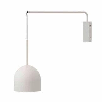 Biały wiszący kinkiet do salonu Rio Arm z kloszem