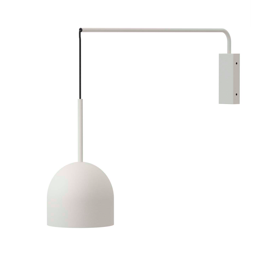 Biały wiszący kinkiet do salonu Rio Arm z kloszem